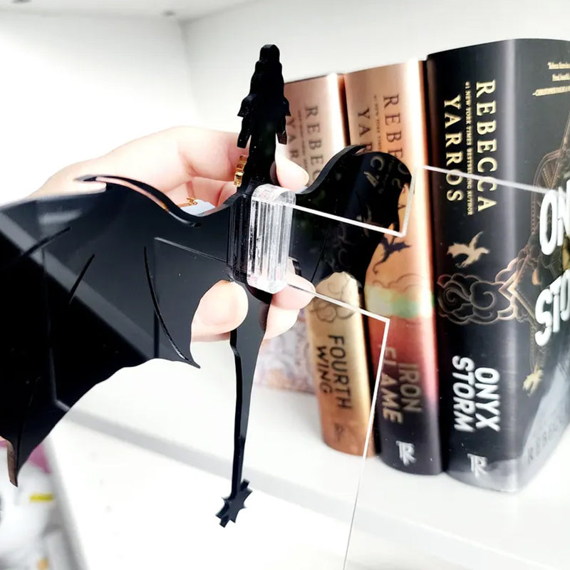 Fourth Wing Book Insert Double Dragon Bookshelf Accessory