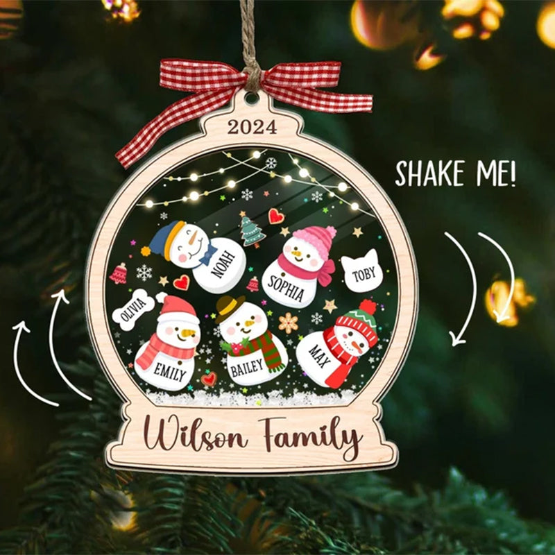 Bulk Discount Custom Snowman Family Shaker Ornament