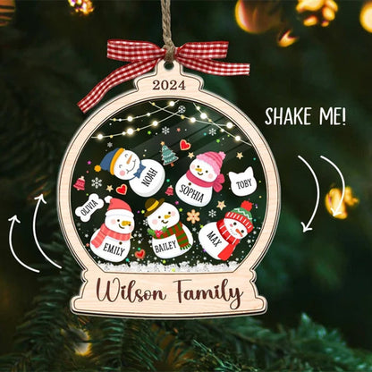Bulk Discount Custom Snowman Family Shaker Ornament