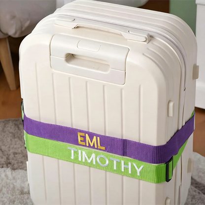 Embroidered Luggage Strap with Lock – 72-Inch Wide Suitcase Belt with Name