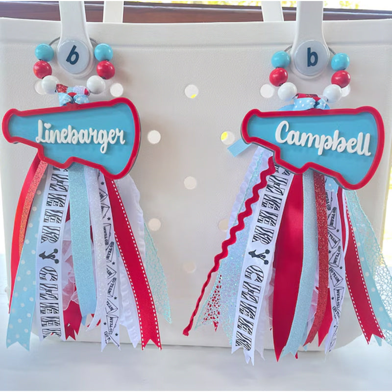 Cheer bogg bag tag, Cheerleader Tassel Charm Sport Duffle bag