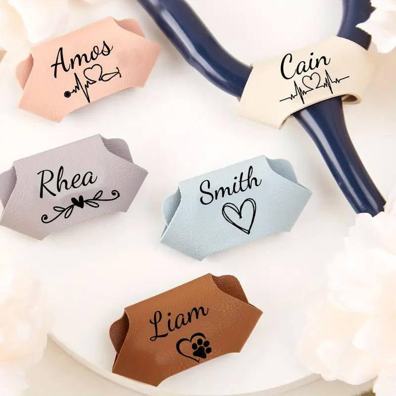 Personalized Faux Leather Stethoscope Name Tags