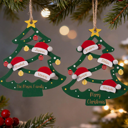 2025 Christmas Ornament, Custom Wooden Family Christmas Tree Ornament