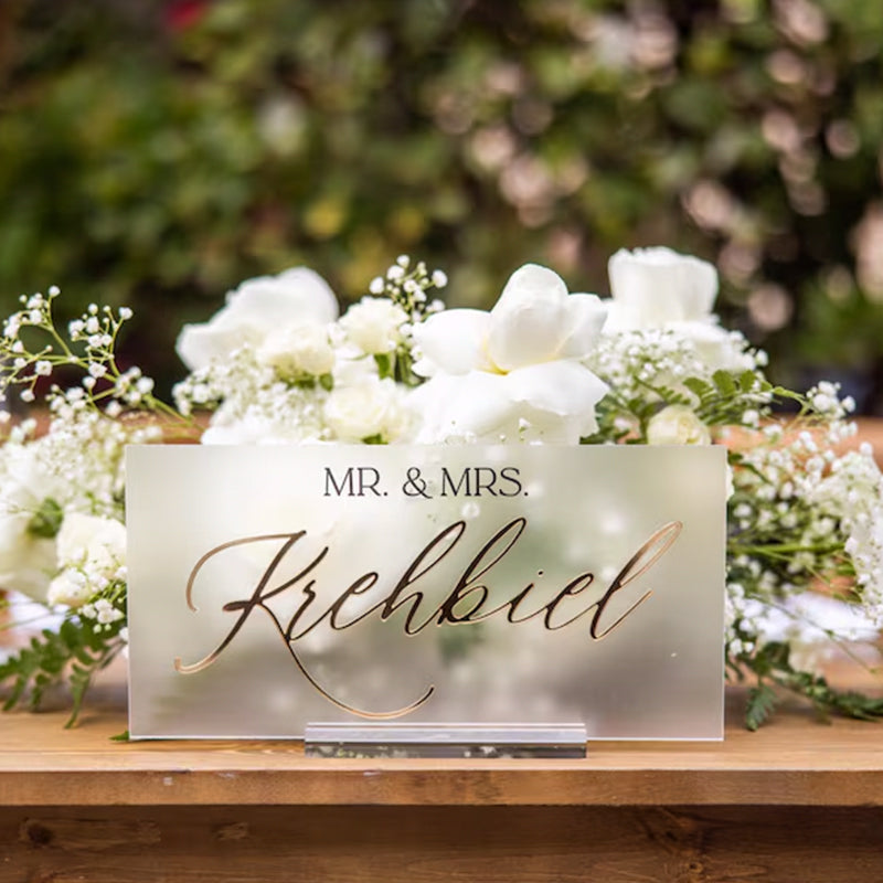 3D Mirrored Acrylic Wedding Head Table Mr Mrs Sign