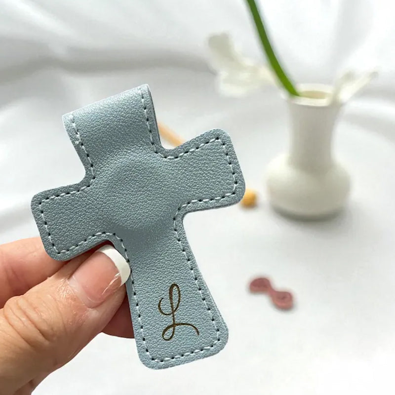 Personalized Cross Leather Magnetic Bookmark, Engraved Reader Gift