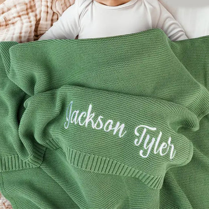 Personalized Embroidered Baby Knit Blanket