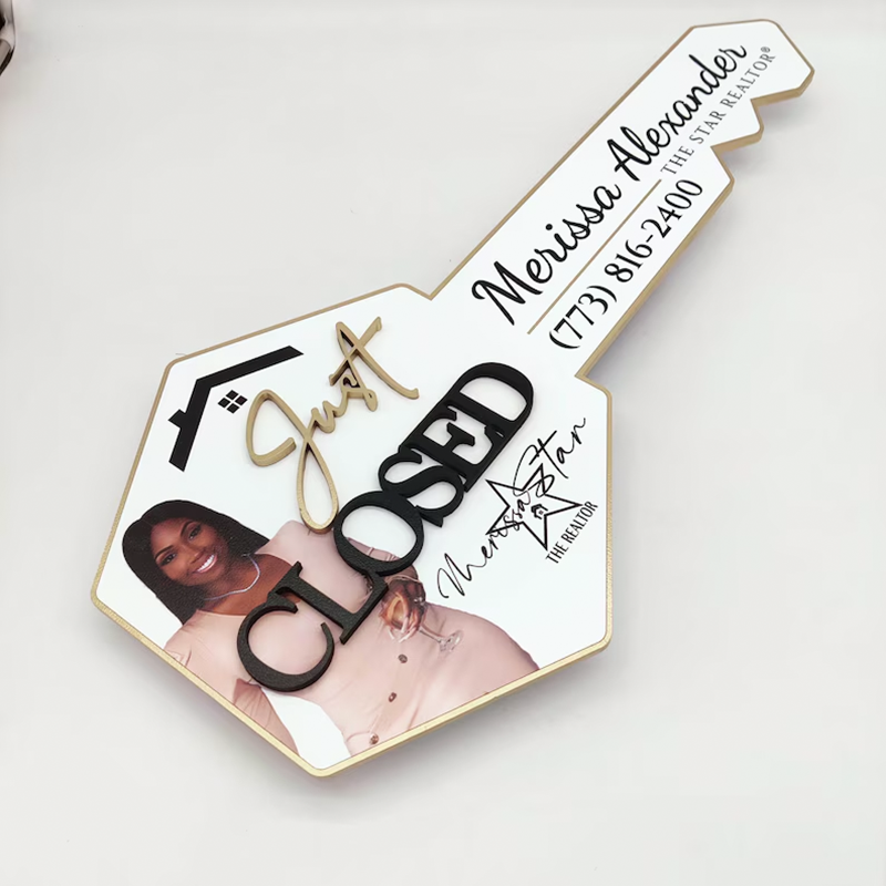 Just Closed Custom sign with Photo, 3D Key Sign