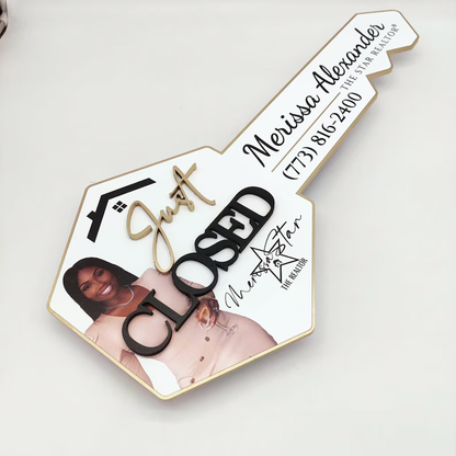 Just Closed Custom sign with Photo, 3D Key Sign