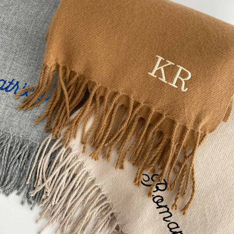 Embroidered Personalised Scarf, Monogrammed Scarf, Winter Scarf