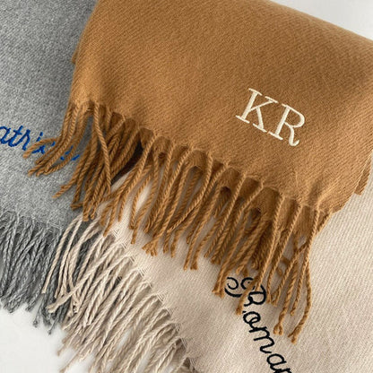 Embroidered Personalised Scarf, Monogrammed Scarf, Winter Scarf