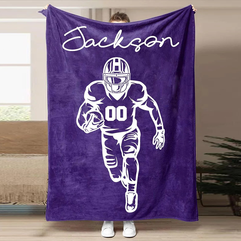 Football Customized Name and Number Blanket