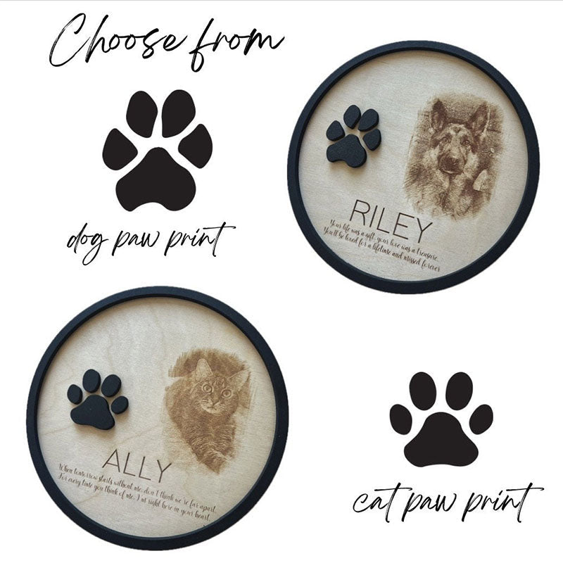 Custom Laser Engraved Pet Memorial Sign | 3D Paw Print | Gift for Pet Loss