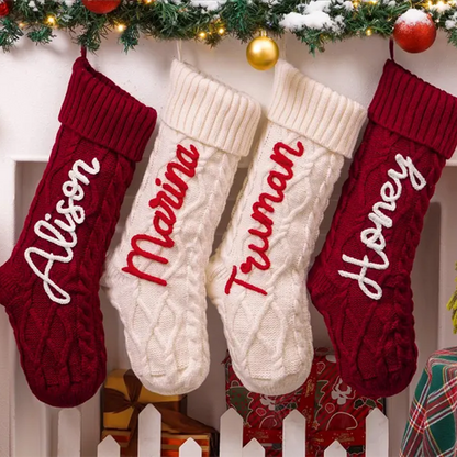 Personalized Christmas Stockings, Knitted Family Stockings with Name