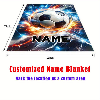 Custom Name Soccer Blanket – Soft Flannel Throw with Vibrant Digital Printing