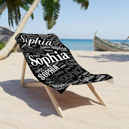 Custom Name Beach Towel, Modern Knit Polyester