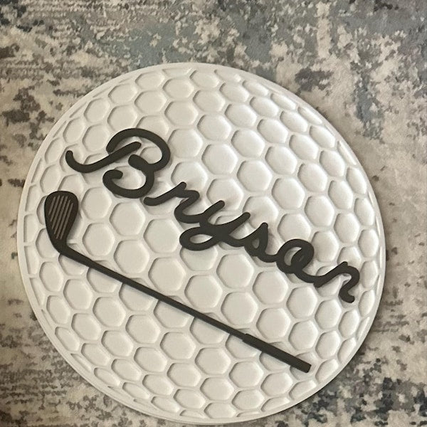 Personalized Golf Ball Name Sign for Golf Theme Room Sports