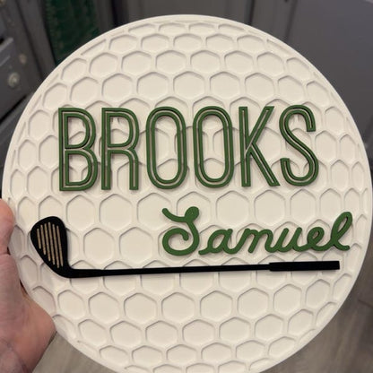 Personalized Golf Ball Name Sign for Golf Theme Room Sports