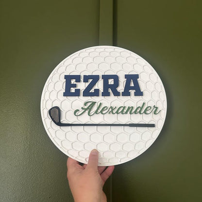 Personalized Golf Ball Name Sign for Golf Theme Room Sports
