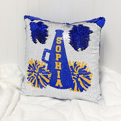 Personalized Cheerleader Sequin Pillow Cover, Senior Banquet Gift