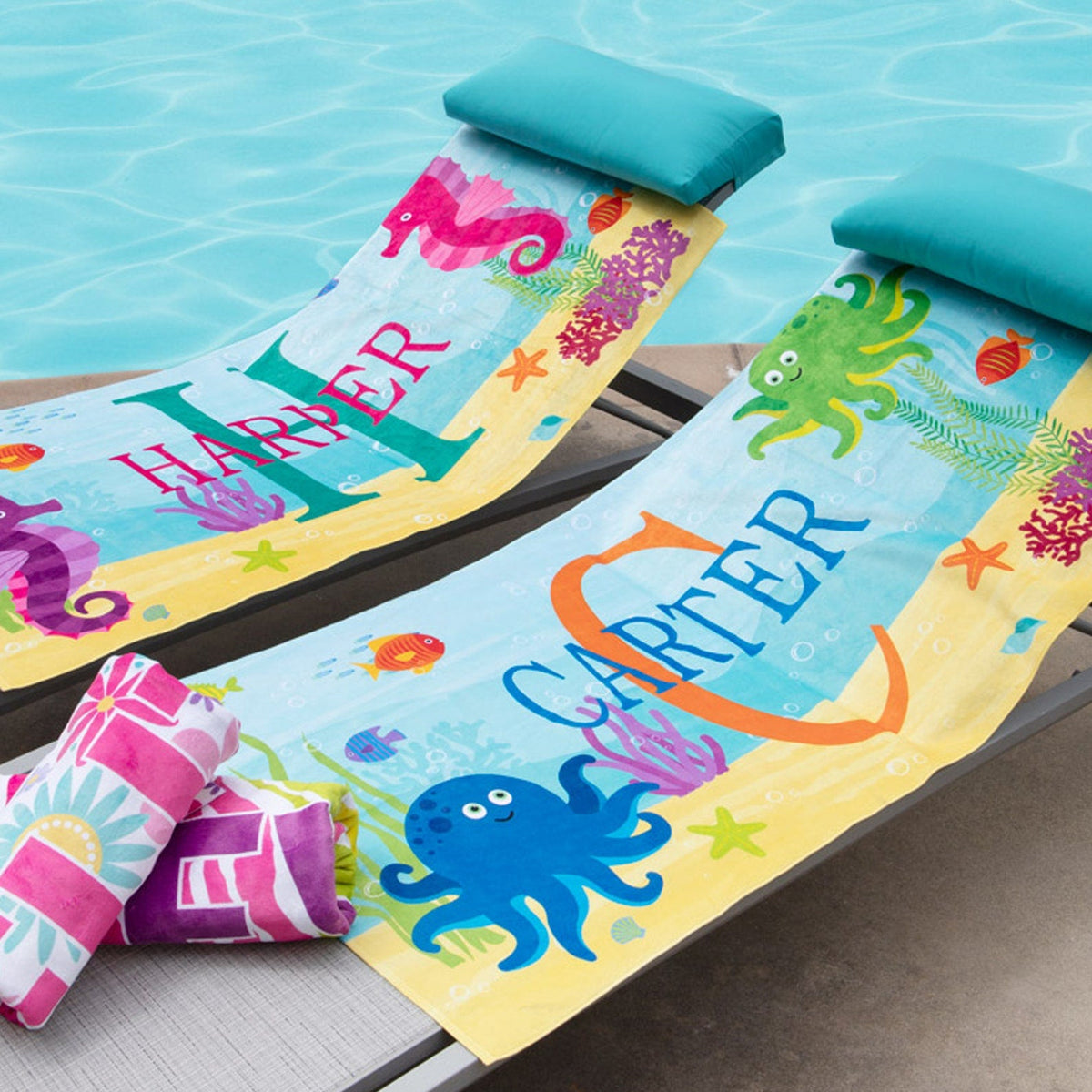 Personalized Kids Beach Towel - Fun Beach Designs - Gift For Girls Or Boys