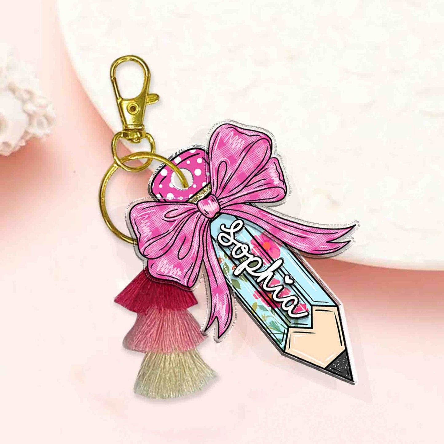 Back To School Kids Gift, Personalized Kids Name Keychain, Backpack Kids Name Tag