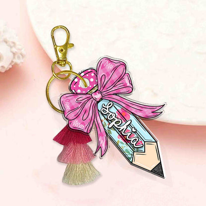 Back To School Kids Gift, Personalized Kids Name Keychain, Backpack Kids Name Tag