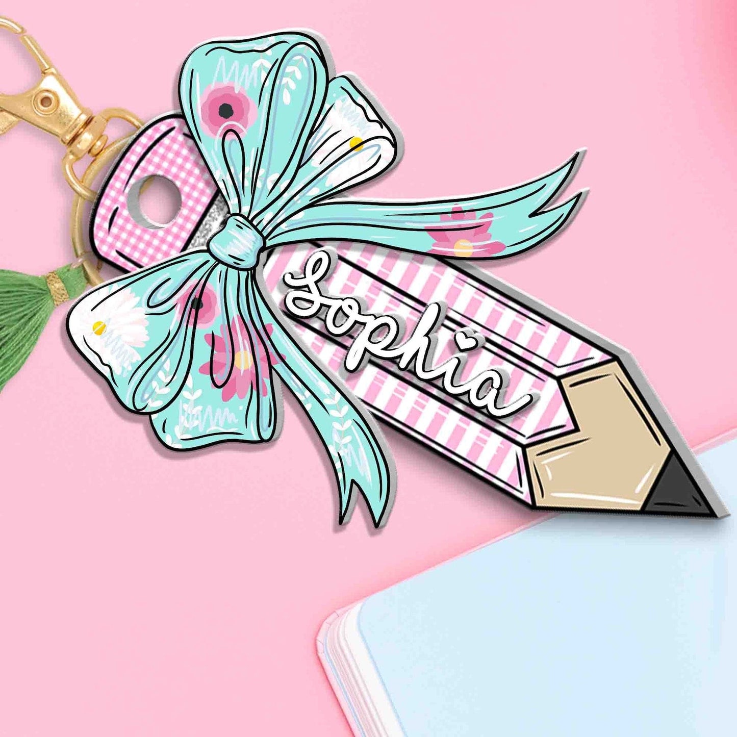Back To School Kids Gift, Personalized Kids Name Keychain, Backpack Kids Name Tag