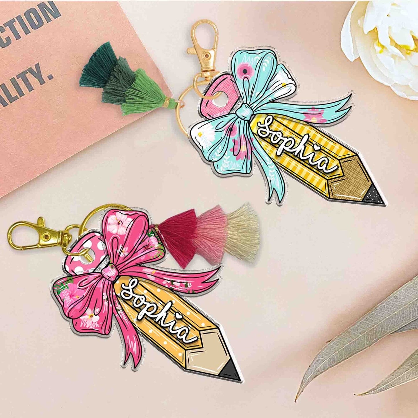 Back To School Kids Gift, Personalized Kids Name Keychain, Backpack Kids Name Tag