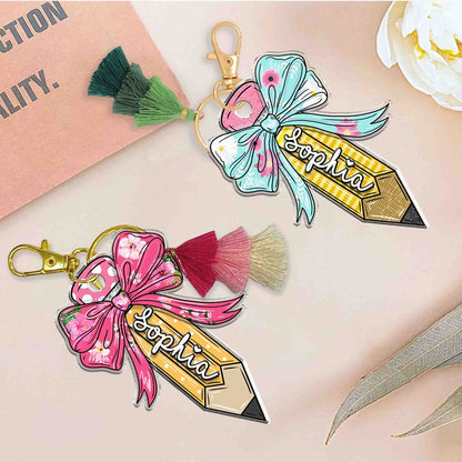 Back To School Kids Gift, Personalized Kids Name Keychain, Backpack Kids Name Tag