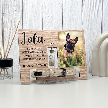 Pet fur Keepsake, Dog Memorial Collar Frame With Photo, Fur Memorial Jar