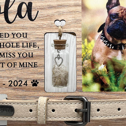 Pet fur Keepsake, Dog Memorial Collar Frame With Photo, Fur Memorial Jar