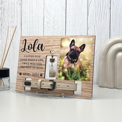 Pet fur Keepsake, Dog Memorial Collar Frame With Photo, Fur Memorial Jar
