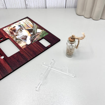 Pet fur Keepsake, Dog Memorial Collar Frame With Photo, Fur Memorial Jar
