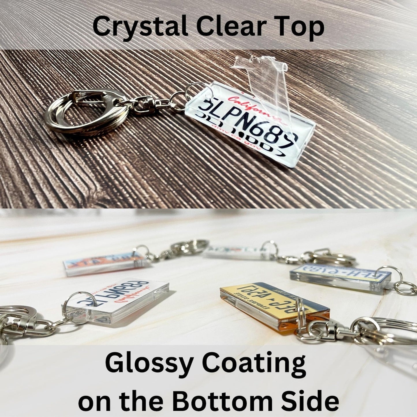 Personalized State License Plate Keychain Custom Acrylic Car Keyring