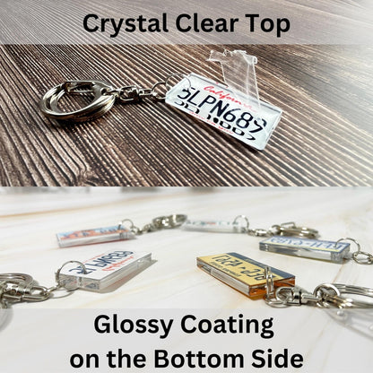 Personalized State License Plate Keychain Custom Acrylic Car Keyring
