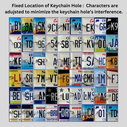 Personalized State License Plate Keychain Custom Acrylic Car Keyring