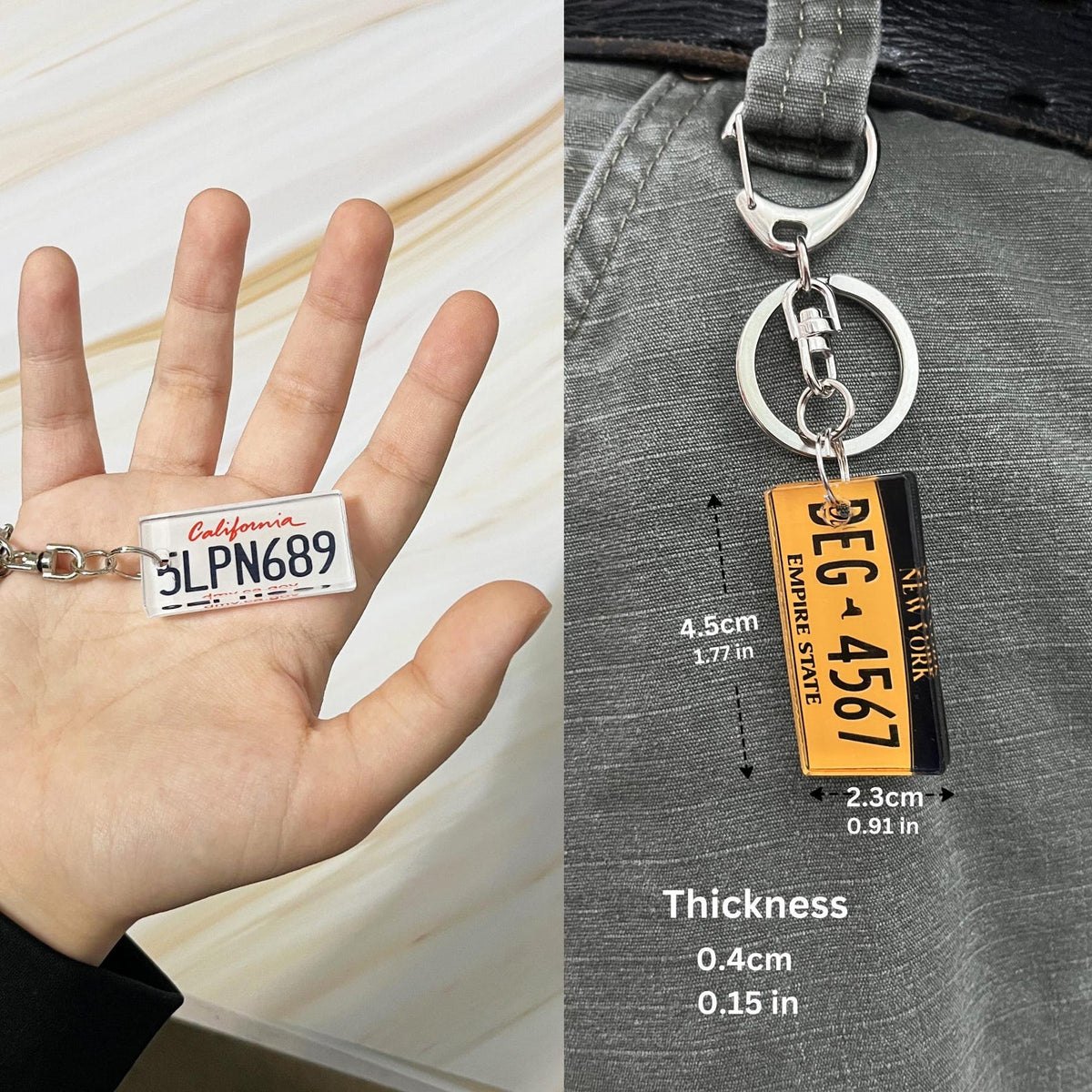 Personalized State License Plate Keychain Custom Acrylic Car Keyring