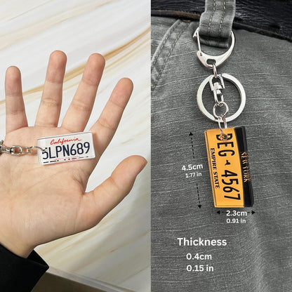 Personalized State License Plate Keychain Custom Acrylic Car Keyring