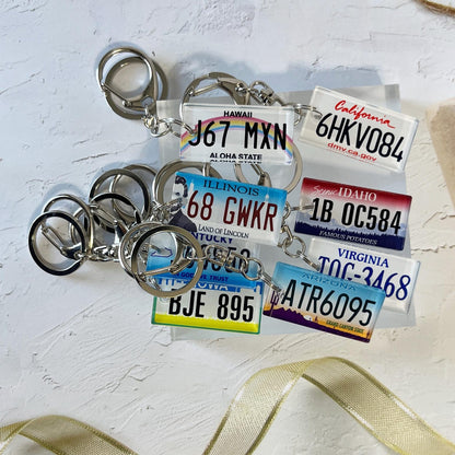 Personalized State License Plate Keychain Custom Acrylic Car Keyring