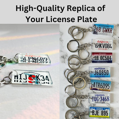 Personalized State License Plate Keychain Custom Acrylic Car Keyring