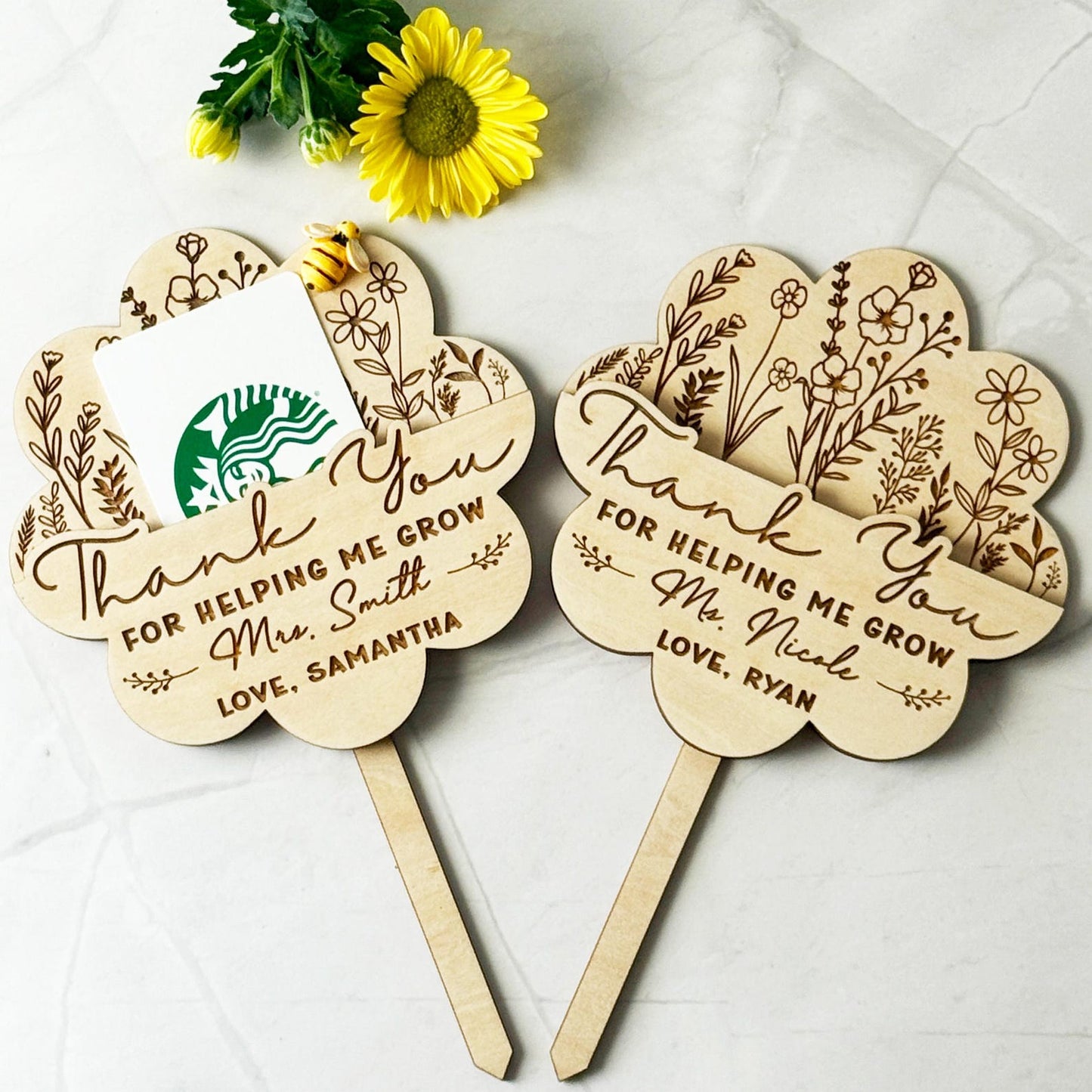 Teacher Gift Idea Card Holder Personalized Teacher Plant Sign