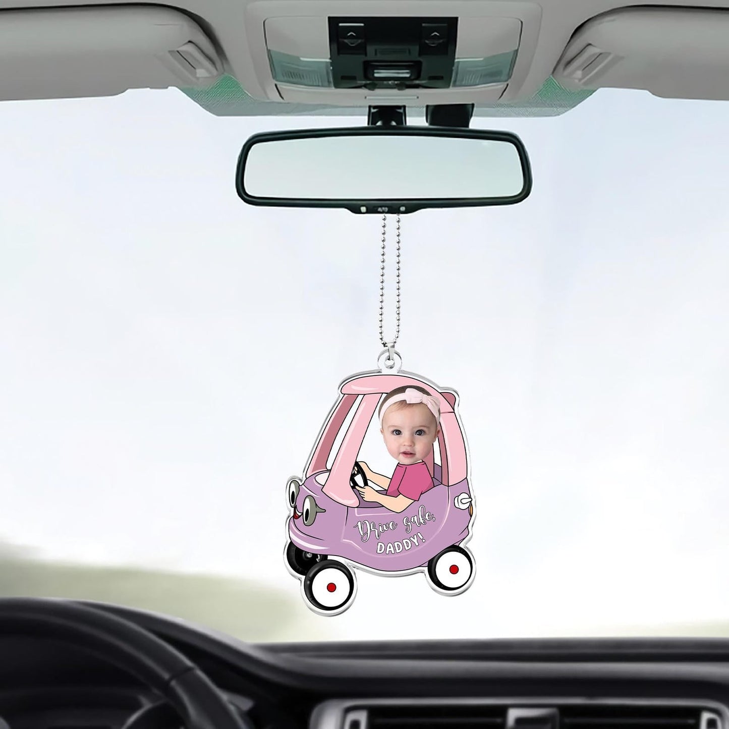 Custom Kids Photo Car Visor Clip: Personalized Fathers Day Gift for Dad,