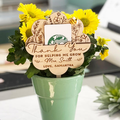 Teacher Gift Idea Card Holder Personalized Teacher Plant Sign