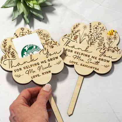 Teacher Gift Idea Card Holder Personalized Teacher Plant Sign