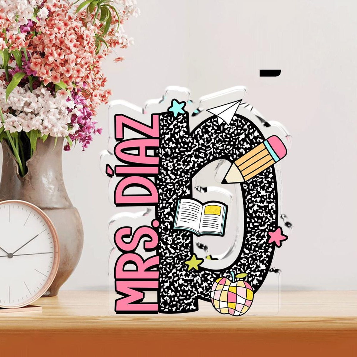 Custom Teacher Desk Plaque, Teacher Acrylic Block, Personalized Name Sign Acrylic Plaque