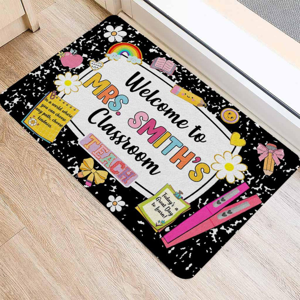 Personalized Teacher Name Doormat, Classroom Decoration