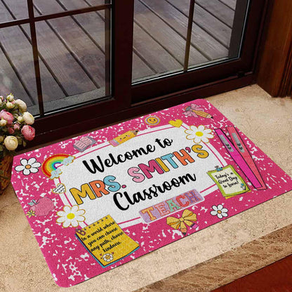 Personalized Teacher Name Doormat, Classroom Decoration