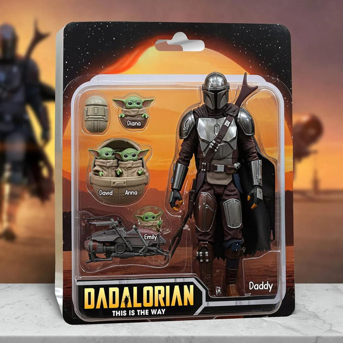 Personalized Father Day Acrylic Plaque, Star Wars Dadalorian Figure Acrylic Block