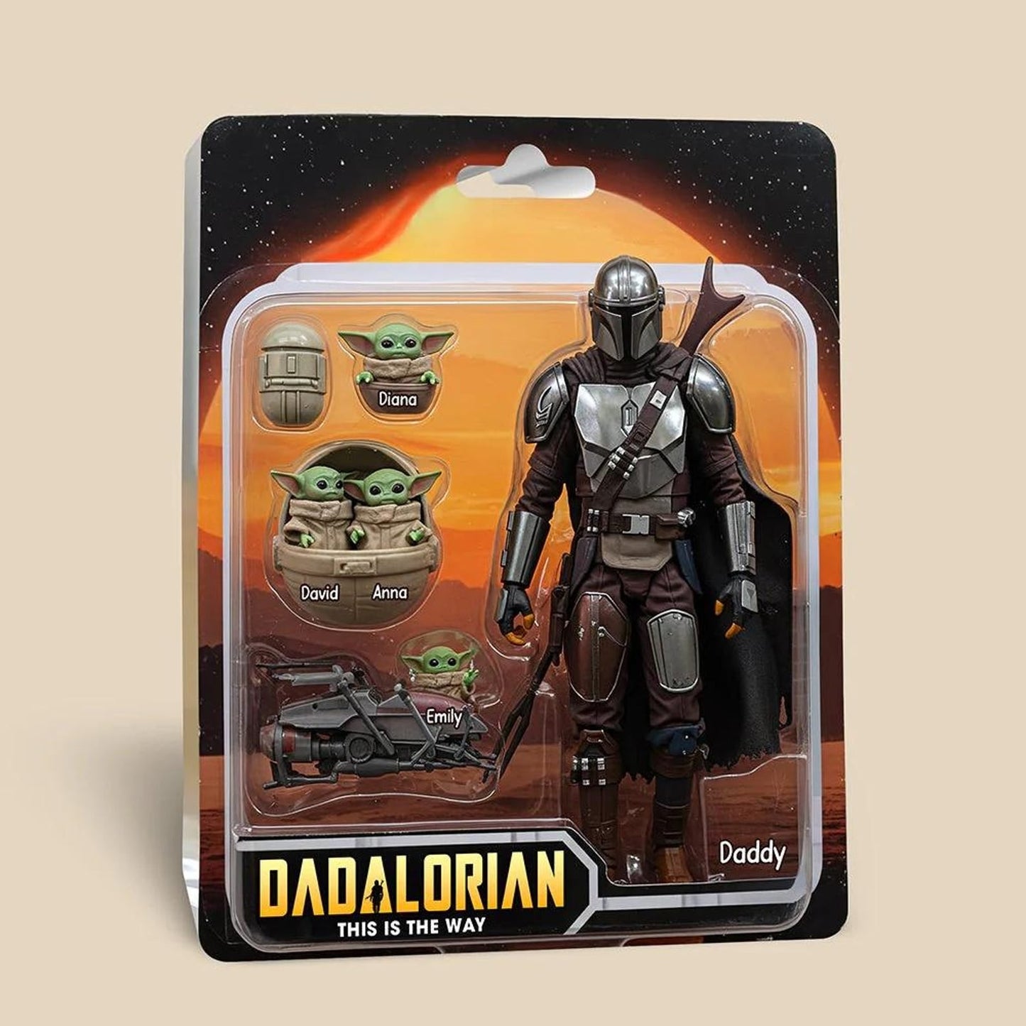 Personalized Father Day Acrylic Plaque, Star Wars Dadalorian Figure Acrylic Block