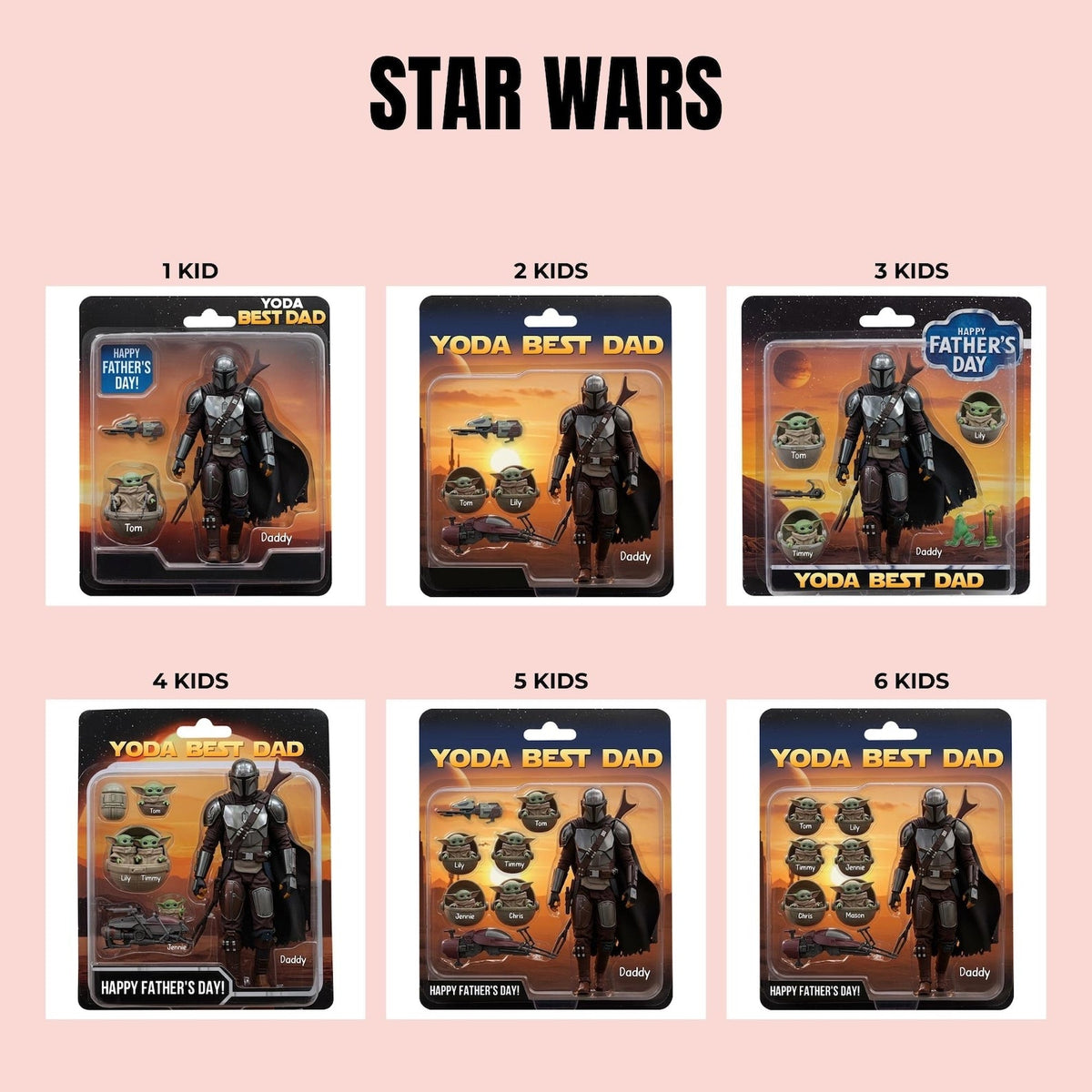 Personalized Father Day Acrylic Plaque, Star Wars Dadalorian Figure Acrylic Block